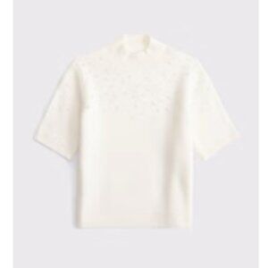NWT Abercrombie Pearl Embellished Mockneck Sweater Tee